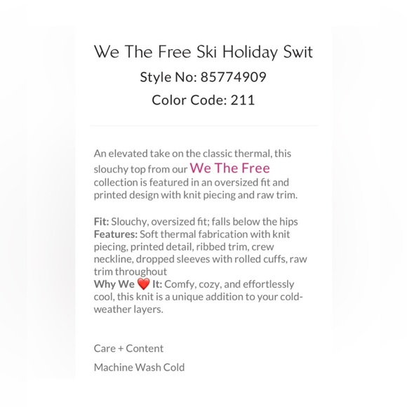 NWT Free People We The Free Holiday Ski Switched Sweater - Picture 6 of 7